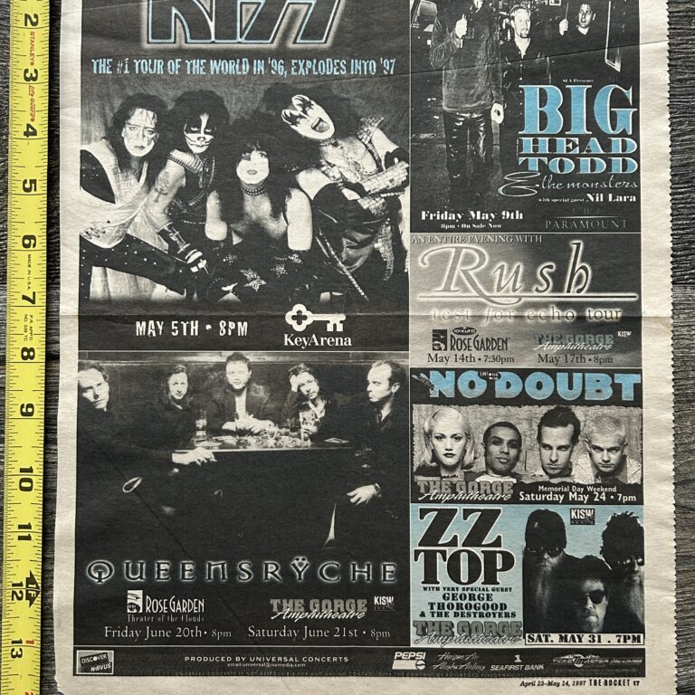 KISS Concert Ad Advert Alive Reunion Tour May 5 1997 Seattle Vintage Kiss