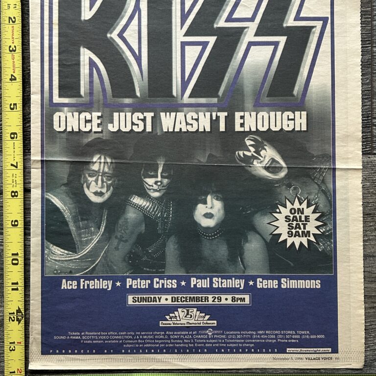 KISS Concert Ad Advert Alive Reunion Tour Dec 29 1996 Nassau Col NY Vintage Kiss