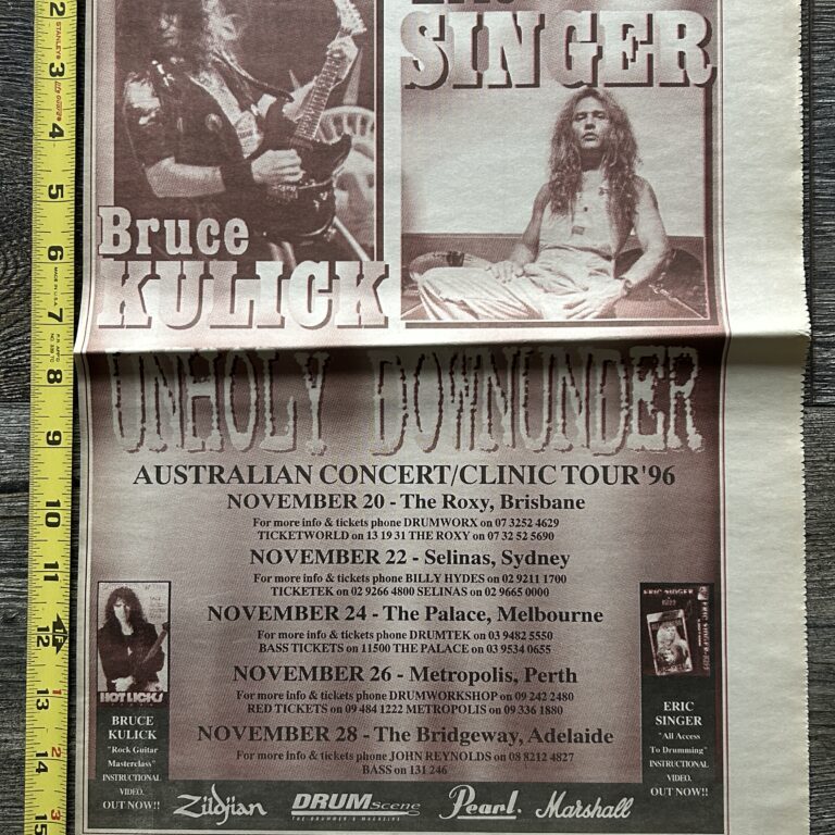 Kiss Concert Poster Ad BRUCE KULICK ERIC SINGER Unholy Downunder Vintage Kiss