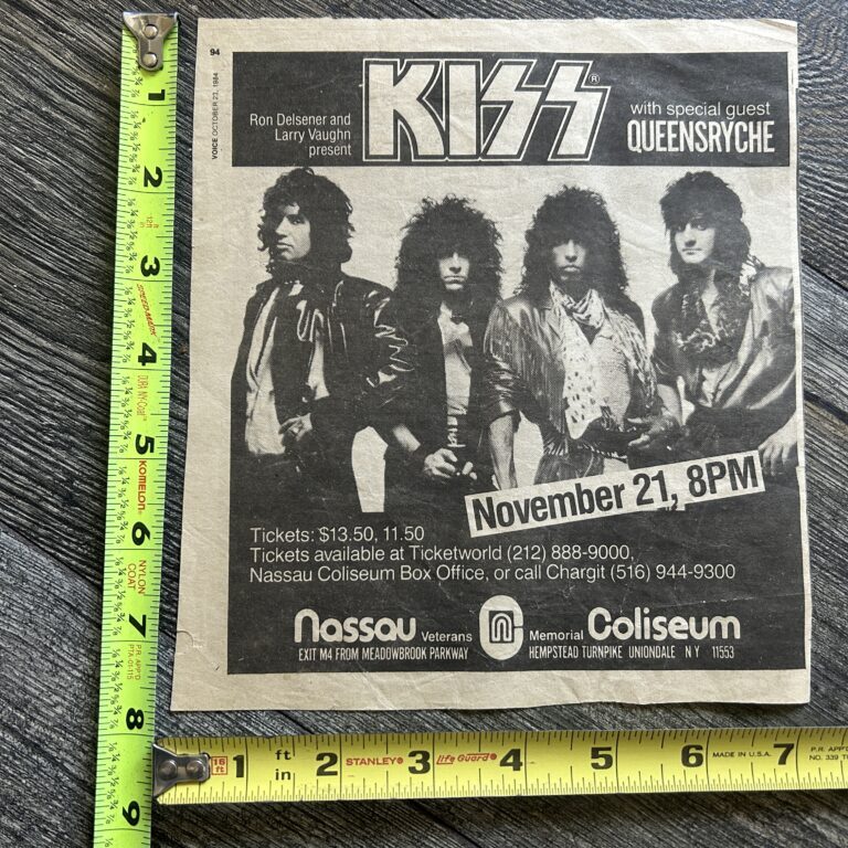 KISS Concert Ad Advert Animalize Tour Nassau NY 1984 Vintage Kiss Queensryche