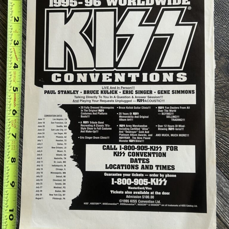 KISS Concert Ad Advert Unplugged Conventions Tour 1995 Vintage Kiss Bruce Kulick