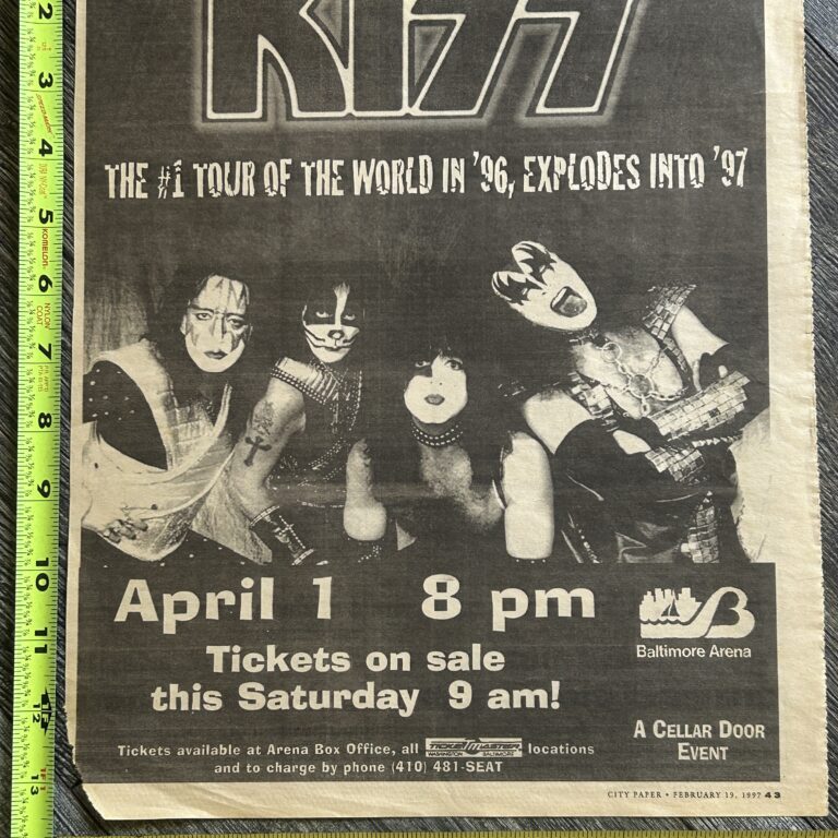 KISS Concert Ad Advert Reunion Tour Baltimore April 1 1997 Vintage Kiss 11x13.5