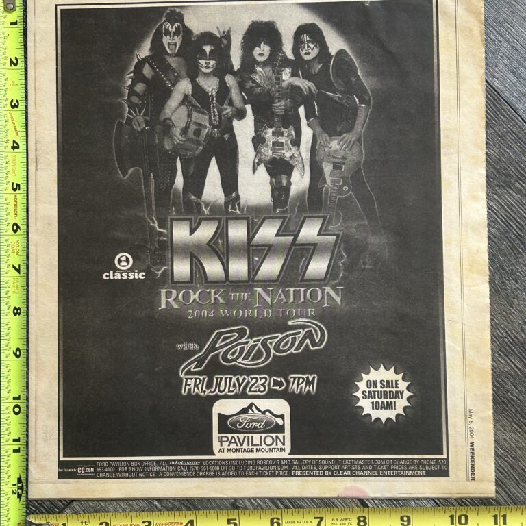 KISS Concert Ad Rock The Nation Tour 2004 Montage Mountain PA Vintage Kiss 12"