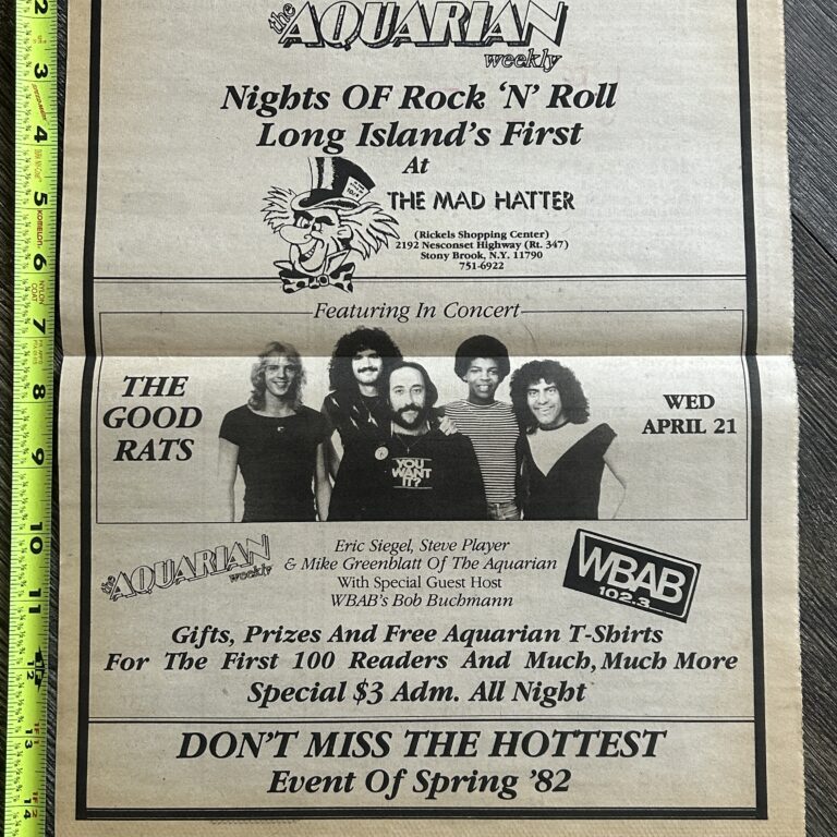 Kiss Concert Ad Advert Bruce Kulick THE GOOD RATS April 21 1982 NY Vintage Kiss