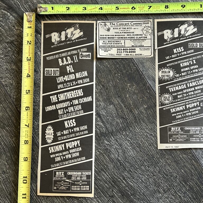 KISS Concert Ad Advert Revenge Tour Ritz NYC May 9 1992 Lot Vintage Kiss Kulick