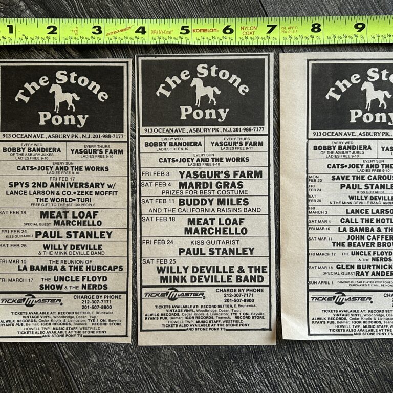 KISS Concert Ad Advert PAUL STANLEY Solo Tour Stone Pony NJ 3pc Lot Vintage Kiss