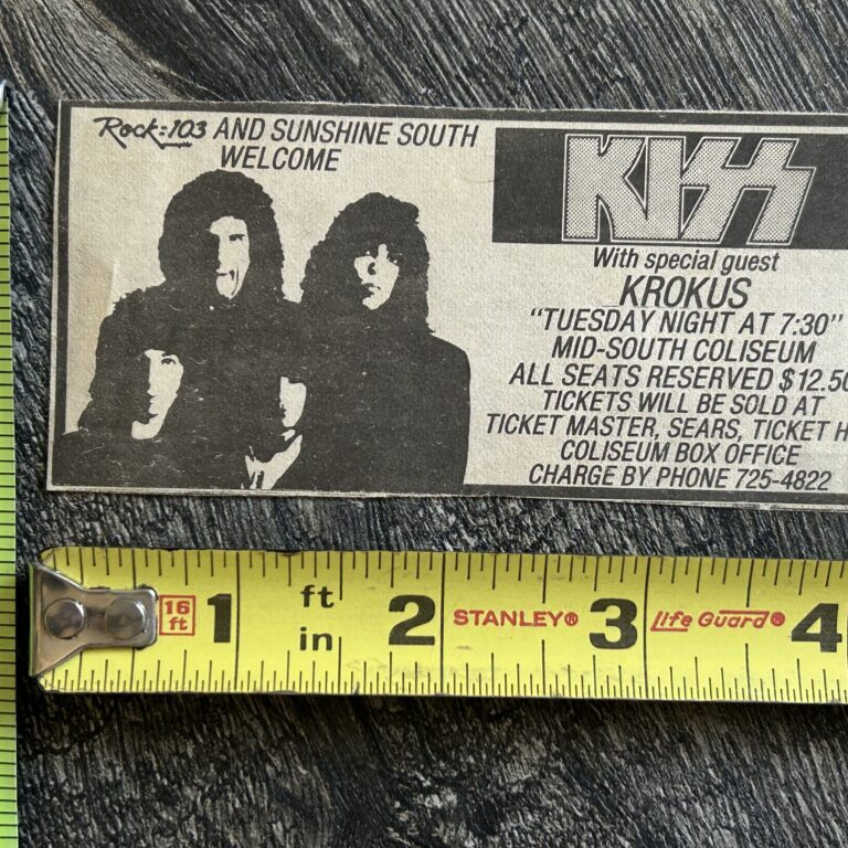 KISS Concert Ad Advert Animalize Tour Memphis TN Jan 22 1985 Vintage Kiss KROKUS