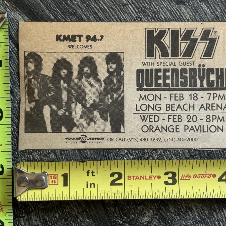 KISS Concert Ad Advert Animalize Tour Long Beach CA '85 Vintage Kiss QUEENSRYCHE