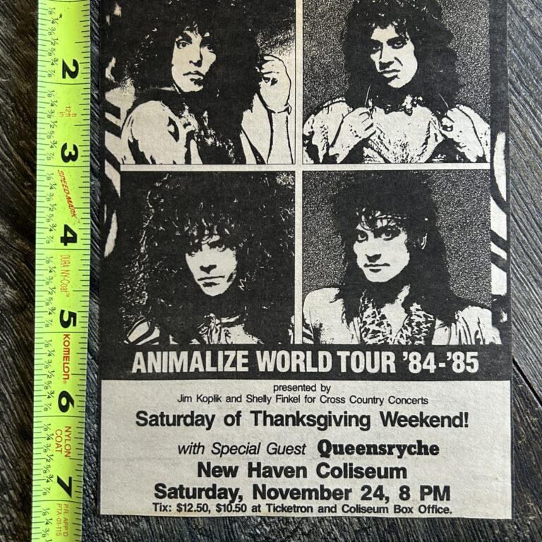 KISS Concert Ad Advert Animalize Tour New Haven CT 1984 Vintage Kiss QUEENSRYCHE