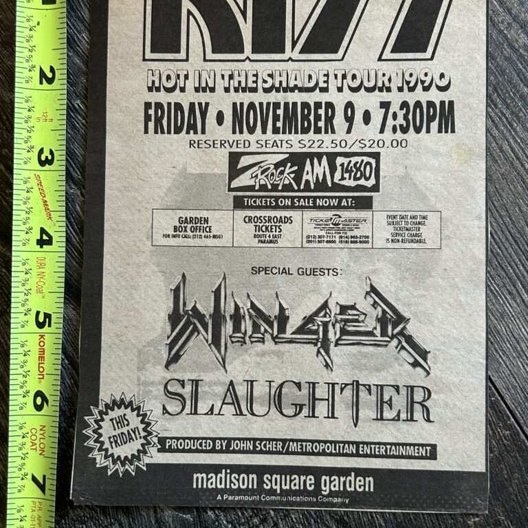 KISS Concert Ad Advert Hot In The Shade Tour MSG NYC 1990 Vintage Kiss Eric Carr