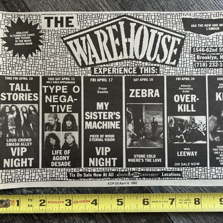 KISS Concert Ad Advert Revenge Tour Warehouse NYC Vintage Kiss Type O Negative