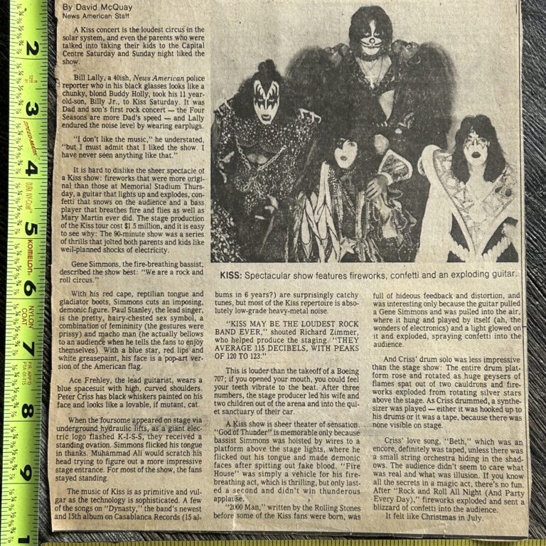 KISS Concert Clipping Dynasty Tour Capital Centre Maryland Vintage Kiss Aucoin