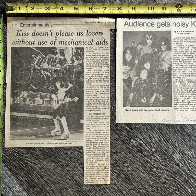 KISS Concert Review Clipping Love Gun Tour Lot Montreal Vintage Kiss Aucoin