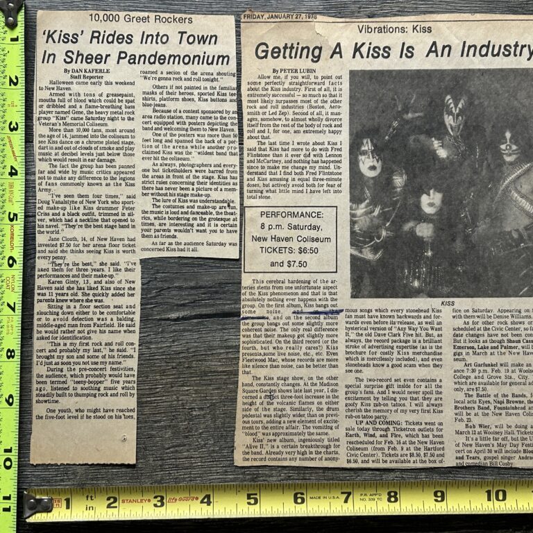 KISS Concert Clipping Lot Alive 2 Tour New Haven CT 1978 Vintage Kiss Aucoin