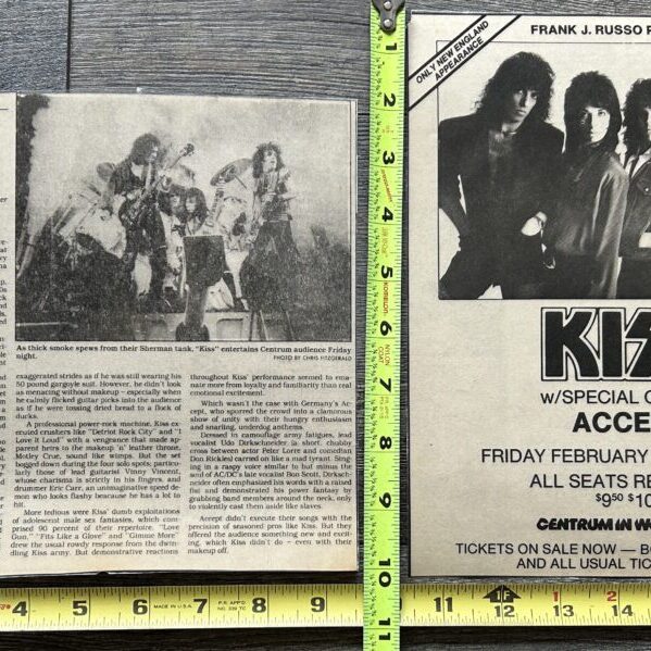 KISS Concert Ad Advert Clipping Lick It Up Tour Worcester Mass 1984 Vintage Kiss