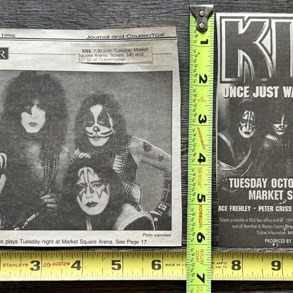 KISS Concert Ad Advert Reunion Tour Indiana Oct 15 1996 2pc Lot Vintage Kiss