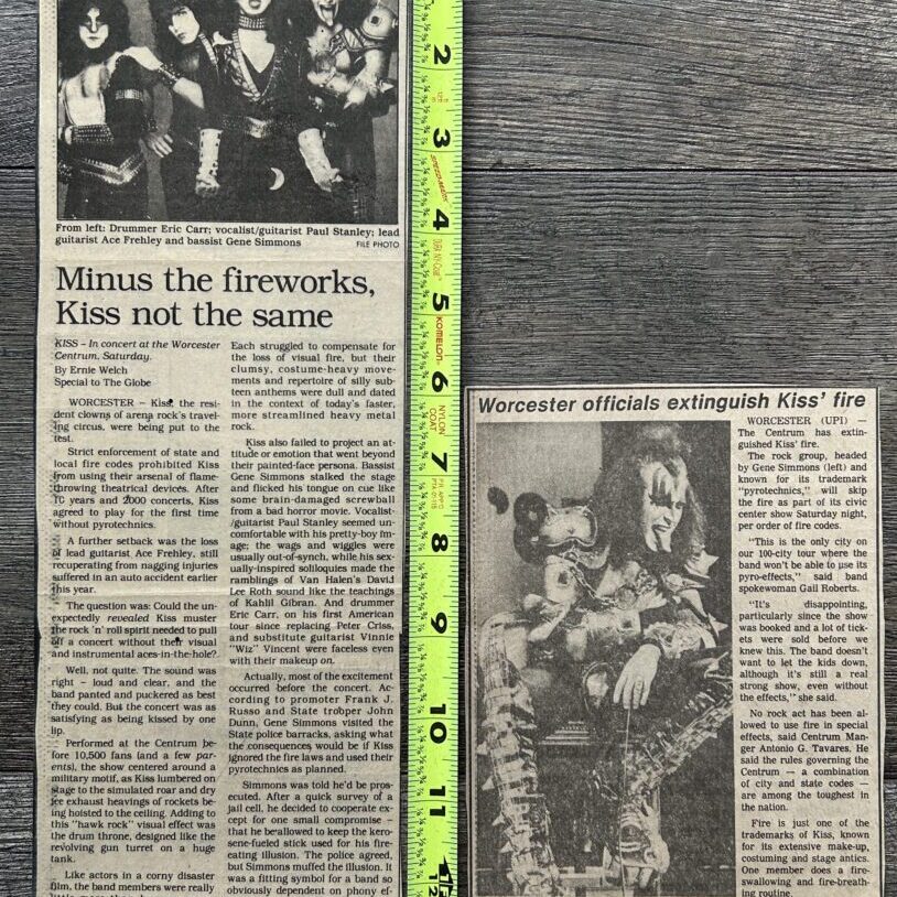 KISS Concert Clipping Creatures Of The Night Tour Worcester MA Lot Vintage Kiss