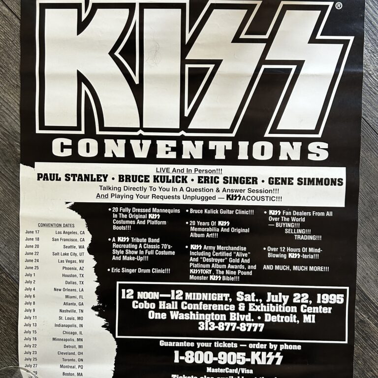 KISS Concert Poster Unplugged Convention Tour Detroit July 22 1995 Vintage Kiss