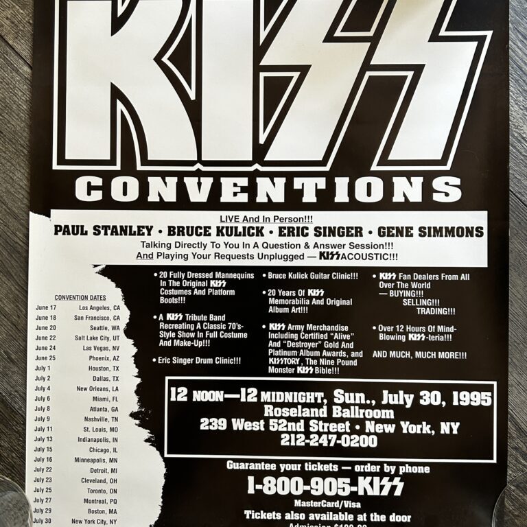KISS Concert Poster Unplugged Convention Tour NYC NY July 30 1995 Vintage Kiss