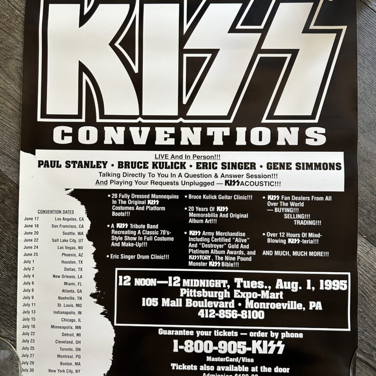 KISS Concert Poster Unplugged Convention Tour Pittsburgh Aug 1 1995 Vintage Kiss