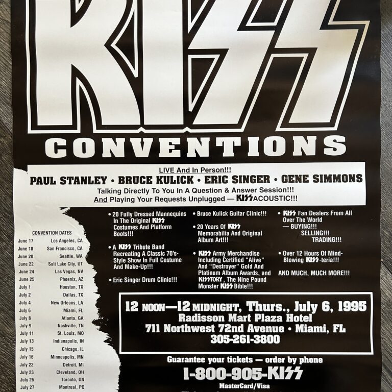 KISS Concert Poster Unplugged Convention Tour Miami FL July 6 1995 Vintage Kiss