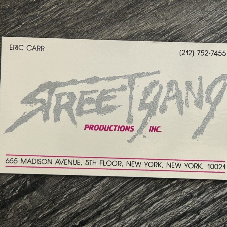 KISS Business Card ERIC CARR Streetgang Productions Vintage Kiss Memorabilia B