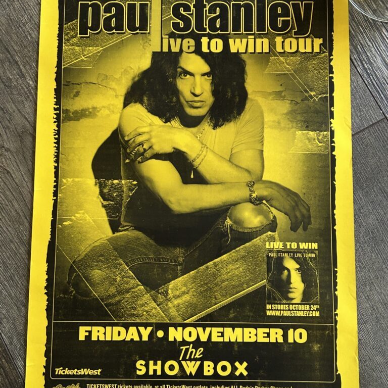 Kiss Concert Poster PAUL STANLEY Live To Win Tour Seattle Showbox Vintage Kiss