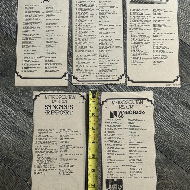 KISS Radio Survey BETH Single 5pc Lot Dec10 1976 Vintage Kiss Aucoin Peter Criss