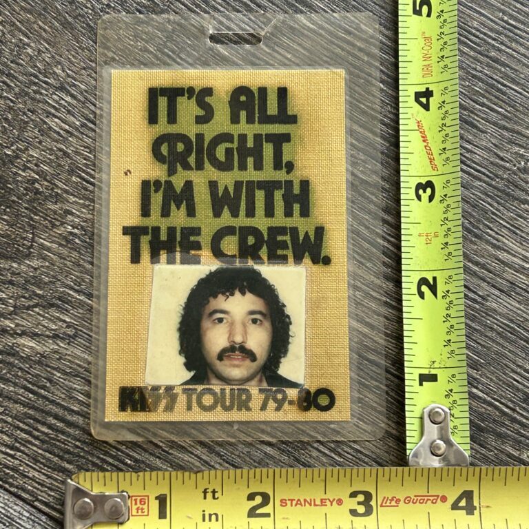 KISS Laminate Pass 79-80 Tour Crew Rosie Licata Security Aucoin Vintage Kiss