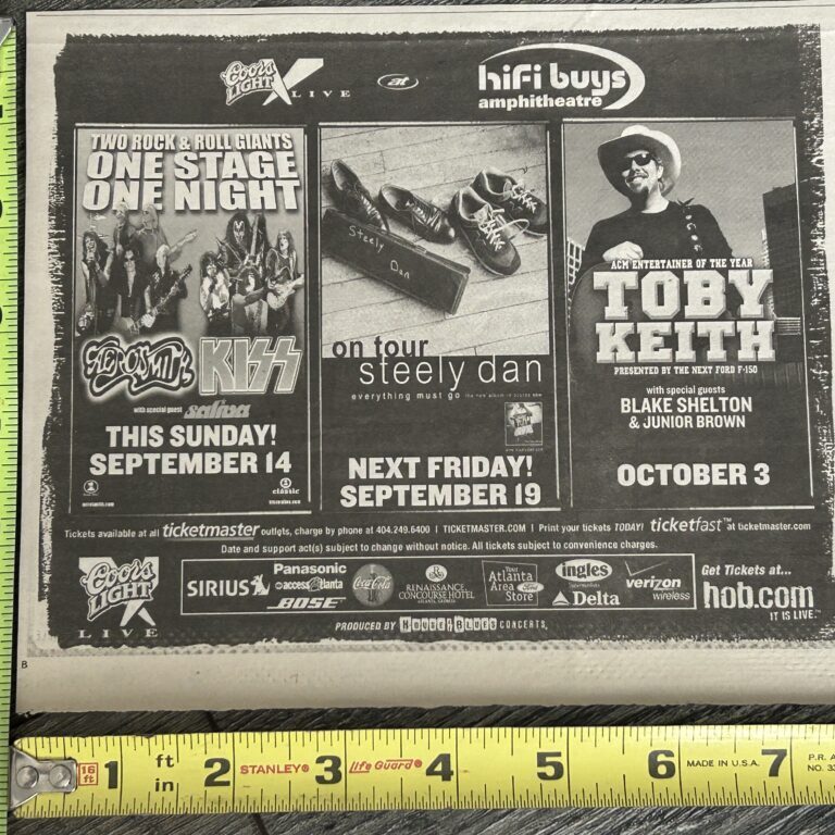 KISS Concert Ad Advert Atlanta Georgia Sept 14 2003 Vintage Kiss Aerosmith Tour