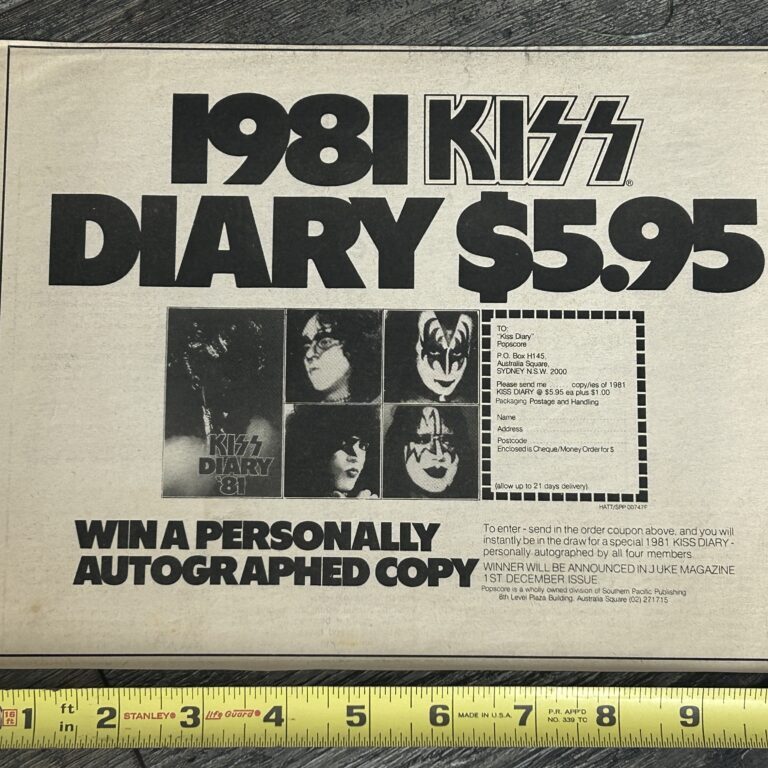 KISS Ad Advert Kiss Diary Book 1981 Australia Unmasked Vintage Kiss Aucoin
