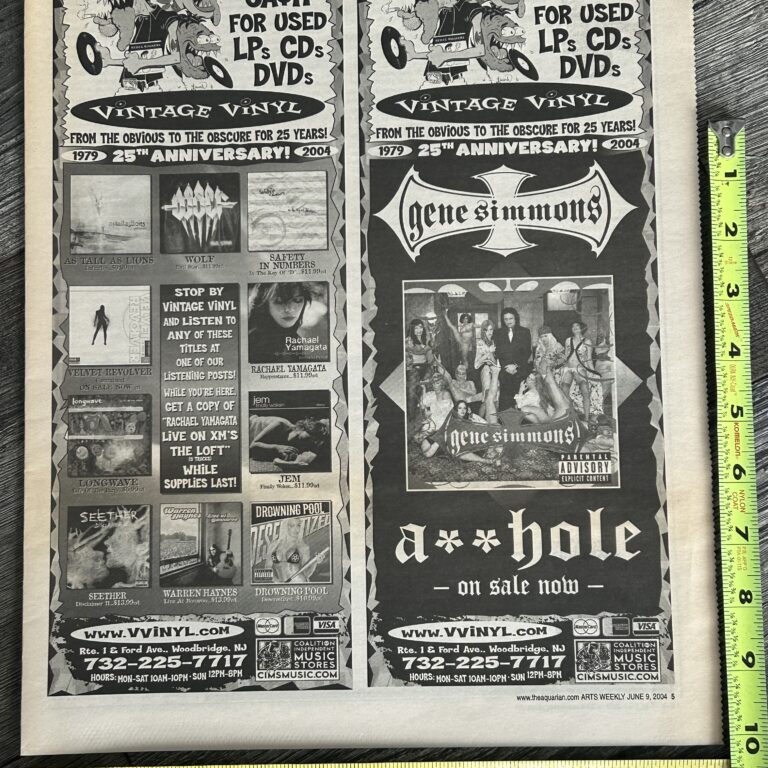 KISS Ad Advert GENE SIMMONS Solo Album A**hole Vintage Vinyl NJ Vintage Kiss