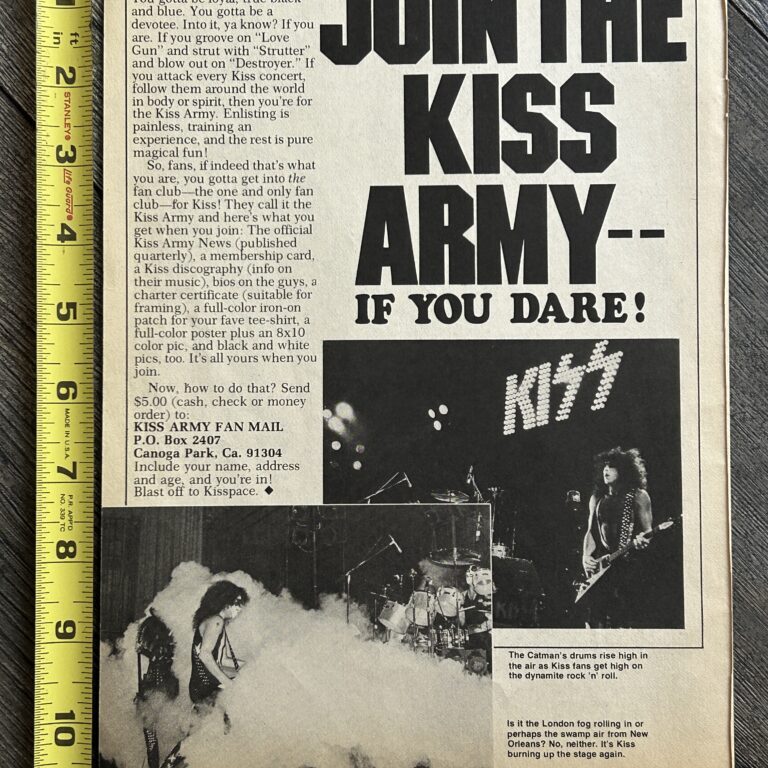 KISS Ad Advert Join The Kiss Army Fan Club Destroyer Kit Vintage Kiss Aucoin
