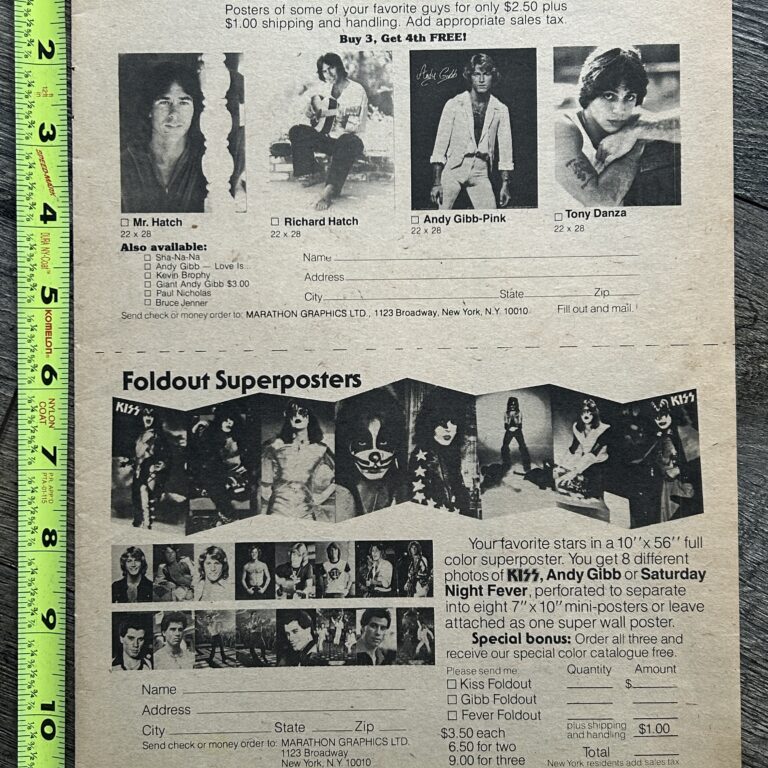 KISS Ad Advert Foldout Super Poster Marathon Graphics 1978 Vintage Kiss Aucoin