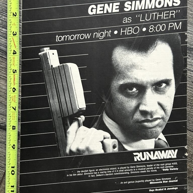 KISS Ad Advert GENE SIMMONS Runaway Movie Luther HBO Release 1986 Vintage Kiss