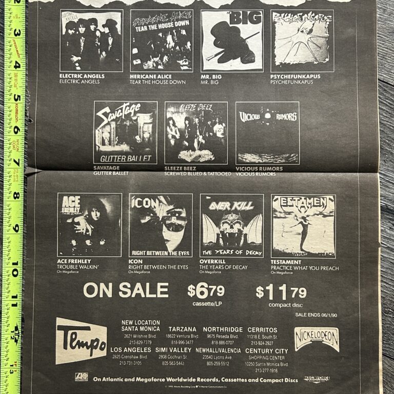 KISS Ad ACE FREHLEY Trouble Walkin Tempo Records California 1990 Vintage Kiss