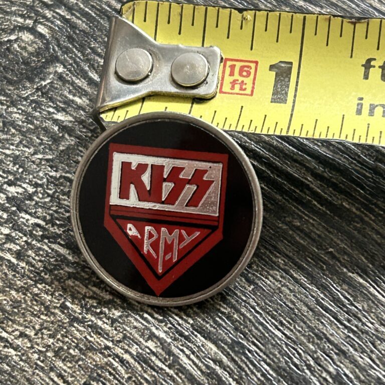 KISS Pin Badge Kiss Army Shield Red Black 3/4" Vintage Kiss Memorabilia Aucoin