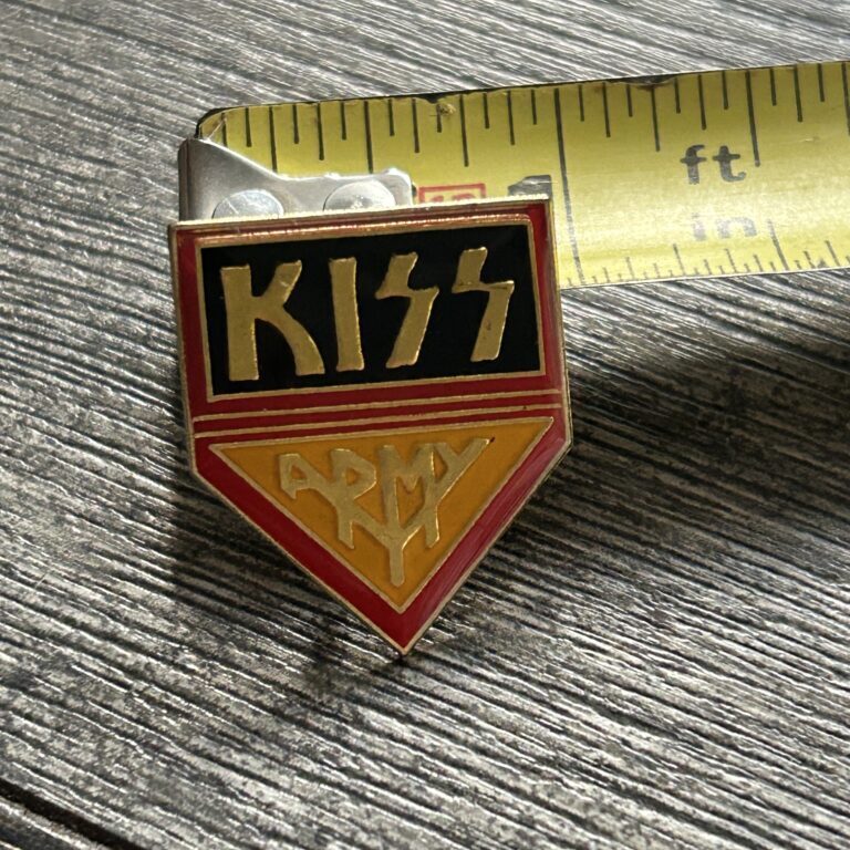 KISS Pin Badge Kiss Army Shield Shaped 1" x 1" Vintage Kiss Memorabilia Aucoin