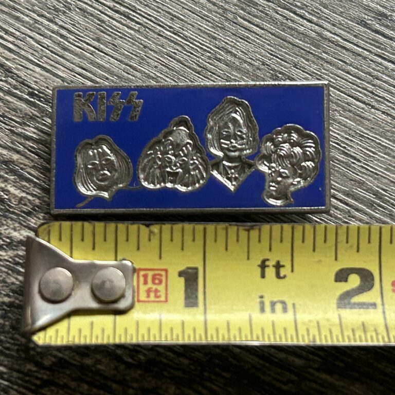 KISS Pin Badge Unmasked Heads Dark Blue 1 3/4" Vintage Kiss Memorabilia Aucoin