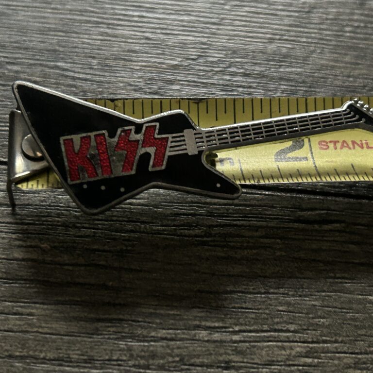 KISS Pin Badge Explorer Guitar Black Red 2 1/2" Vintage Kiss Memorabilia Aucoin