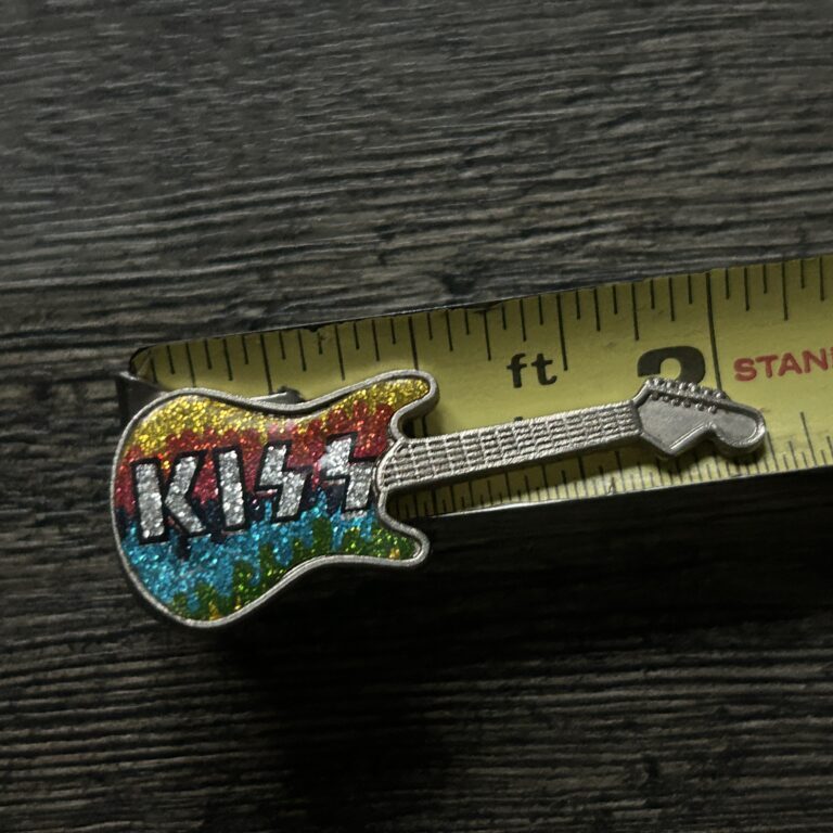 KISS Pin Badge Guitar Multi Color Sparkle 2 1/4" Vintage Kiss Memorabilia Aucoin