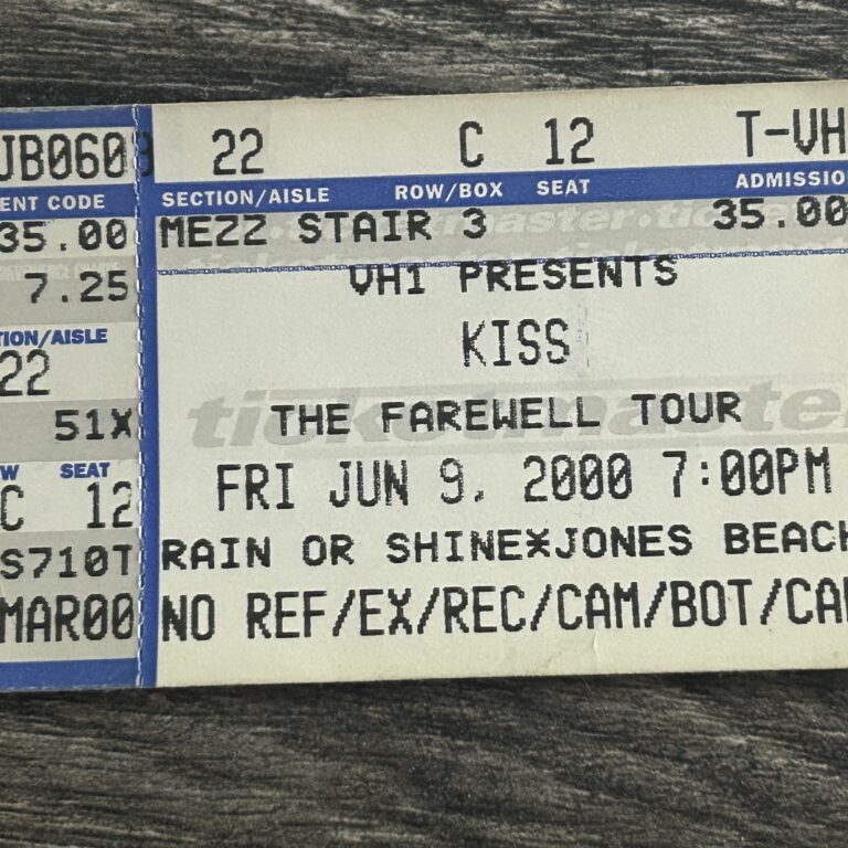 KISS Ticket Stub Farewell Tour Jones Beach NY Concert June 9 2000 Vintage Kiss