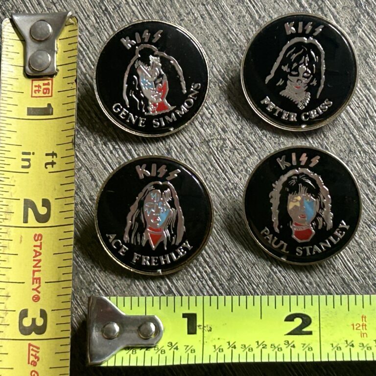 KISS Pin Badge 1978 Solo Albums Covers 4pc Set Vintage Kiss Memorabilia Aucoin
