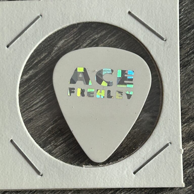 Kiss Guitar Pick ACE FREHLEY Just For Fun Signature White Silver Prism Vintage