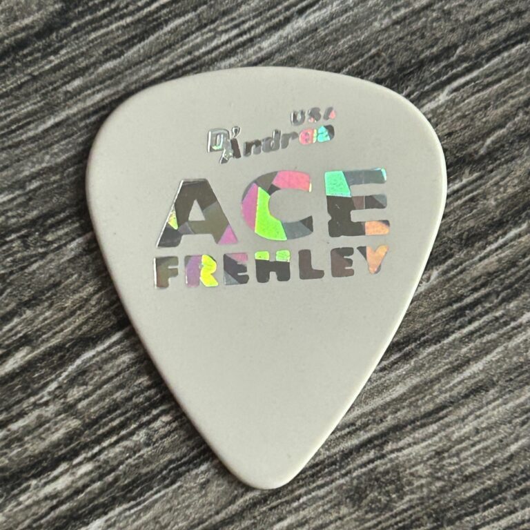 Kiss Guitar Pick ACE FREHLEY D'Andrea Bad Boys Tour White Silver Prism Vintage