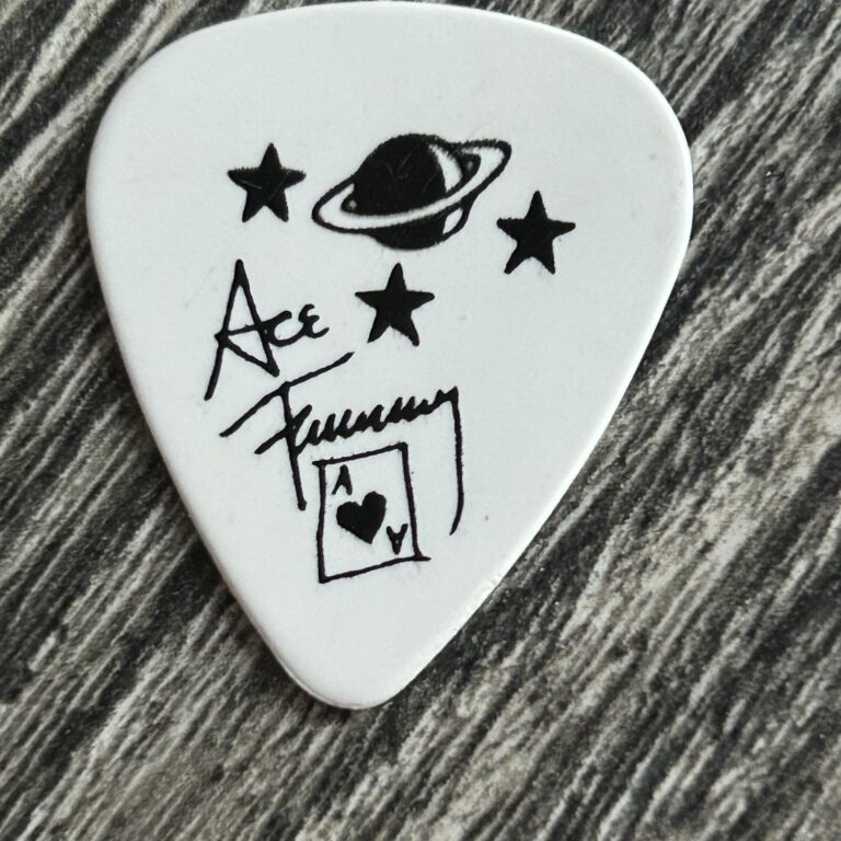 Kiss Guitar Pick ACE FREHLEY Rocket Ride Tour 2008 Planet Stars White 1 Sided