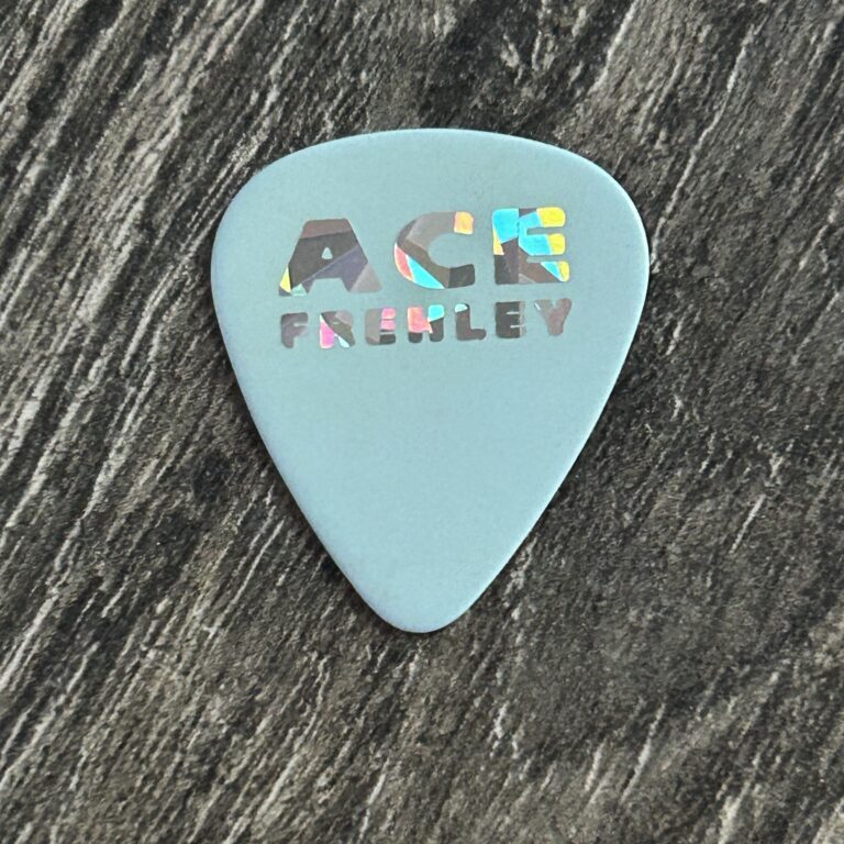 Kiss Guitar Pick ACE FREHLEY Just For Fun Tour Light Blue Silver Prism Vintage