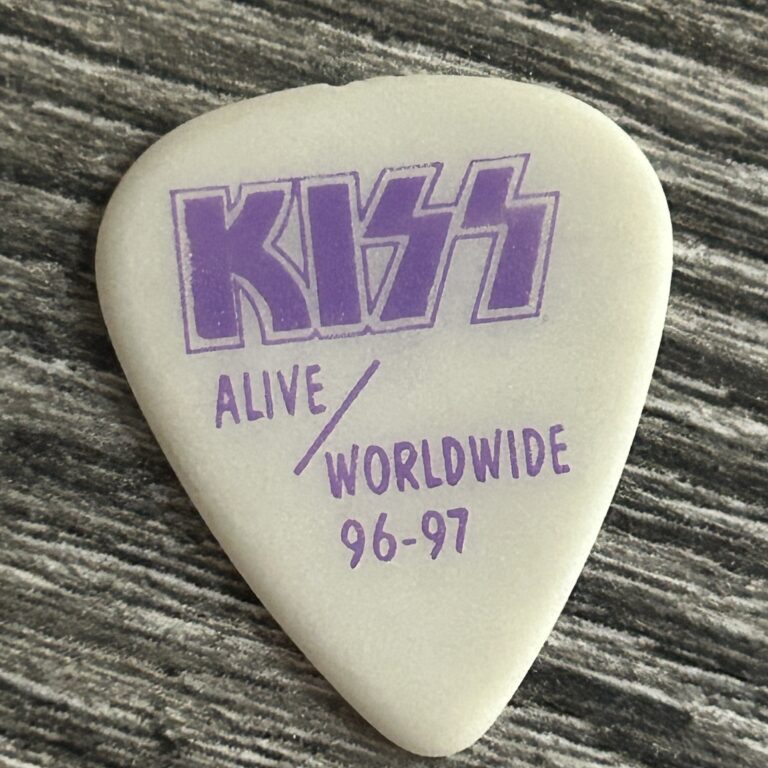 KISS Guitar Pick PAUL STANLEY Alive Worldwide Reunion White Purple Glow In Dark