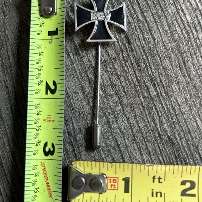 KISS Stick Pin Iron Cross Silver Black 2 1/2" Vintage Kiss Memorabilia Aucoin