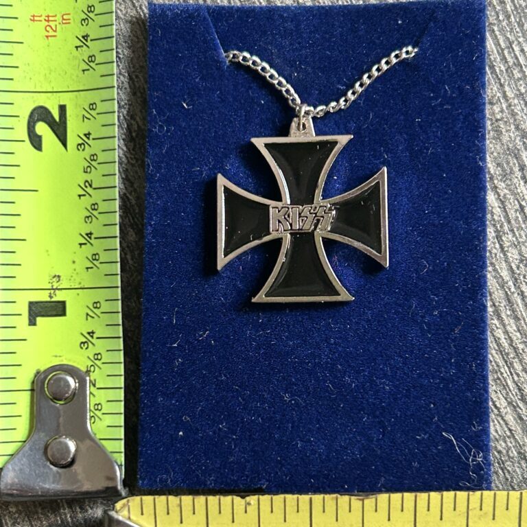 KISS Pendant Necklace Iron Cross Silver Black Vintage Kiss Memorabilia Aucoin